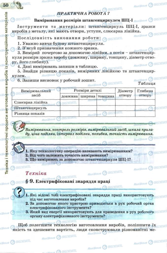 Підручники Трудове навчання 7 клас сторінка 50