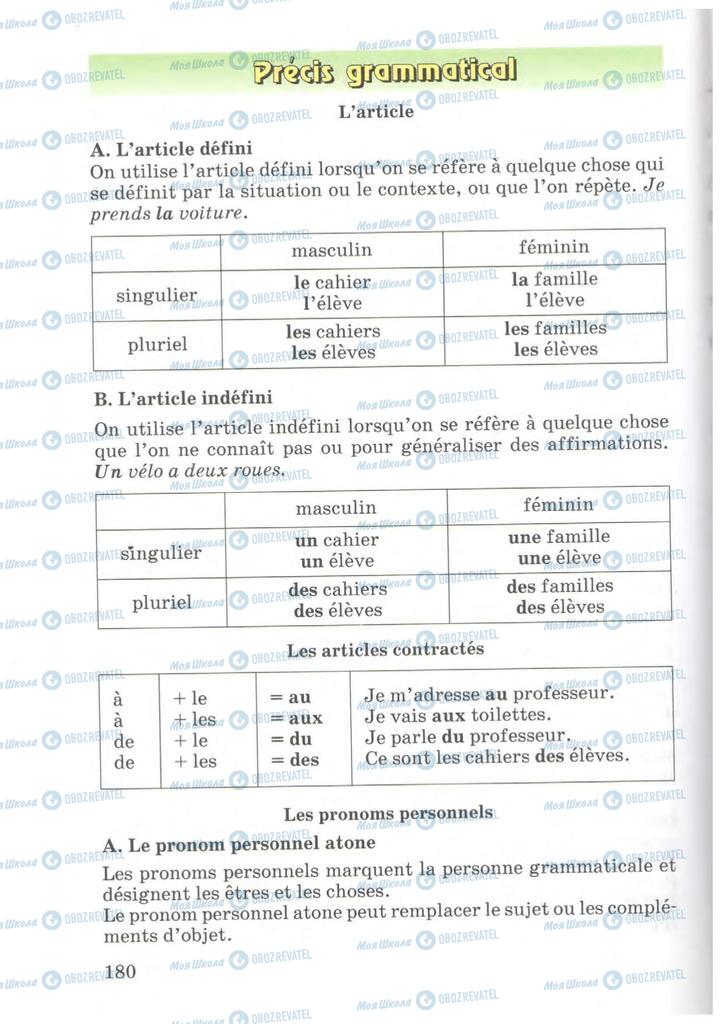 Підручники Французька мова 7 клас сторінка  180