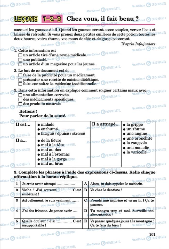 Підручники Французька мова 7 клас сторінка 101