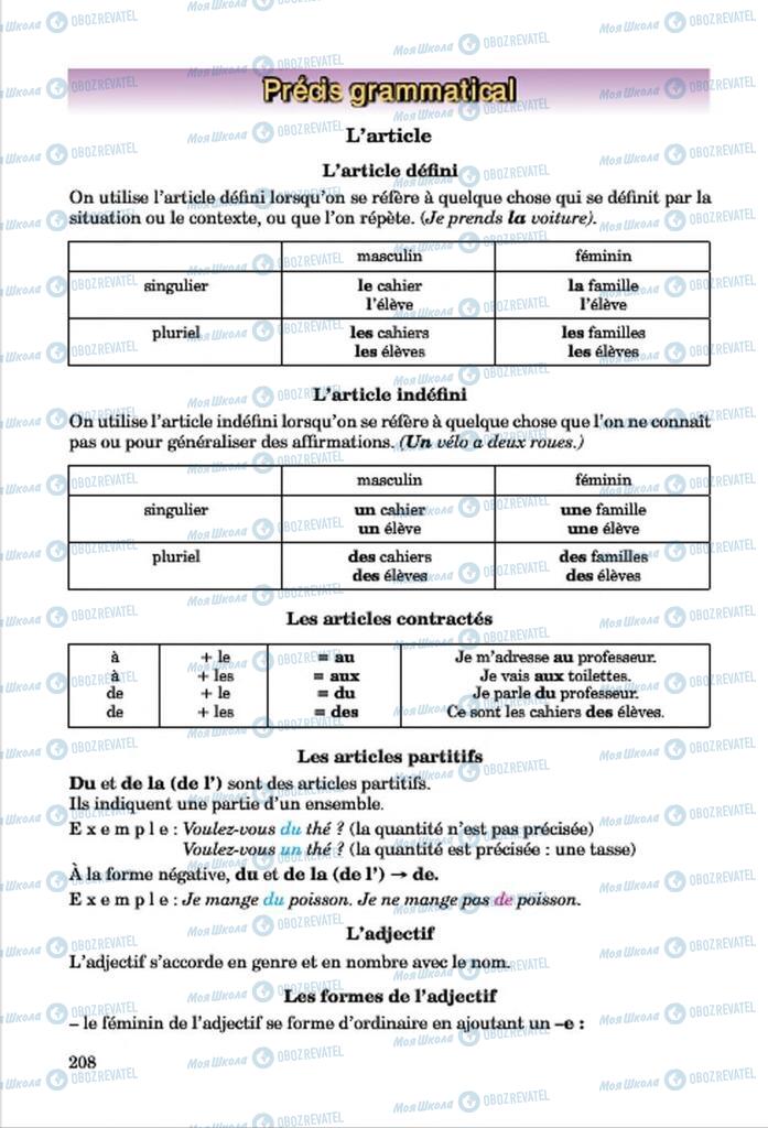 Підручники Французька мова 7 клас сторінка  208