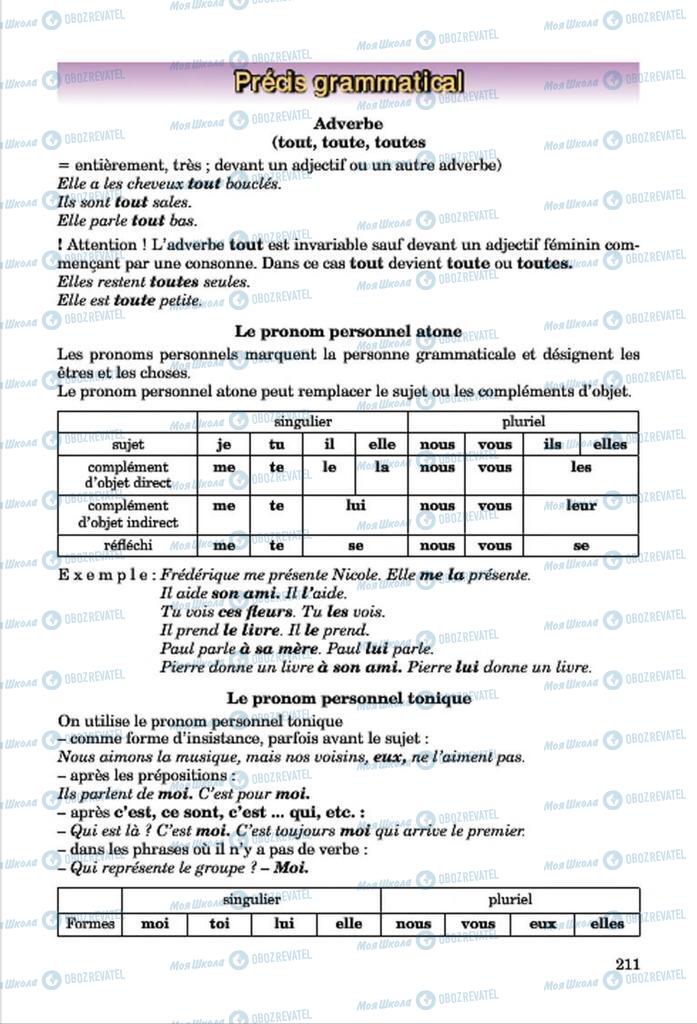 Підручники Французька мова 7 клас сторінка 211