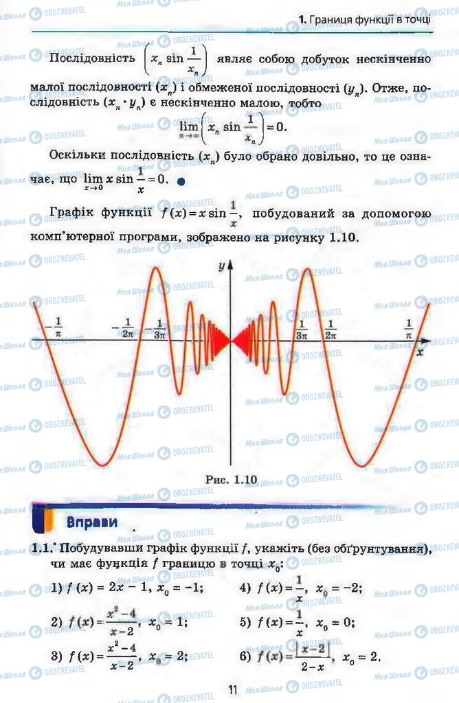 Підручники Алгебра 11 клас сторінка 11