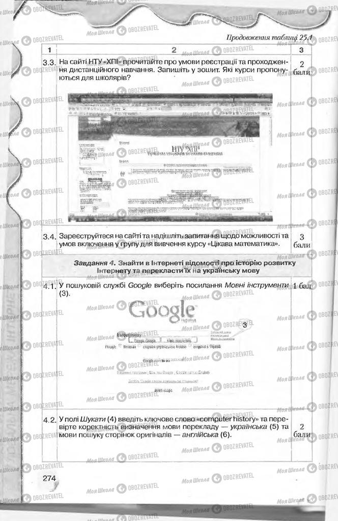 Підручники Інформатика 9 клас сторінка 274