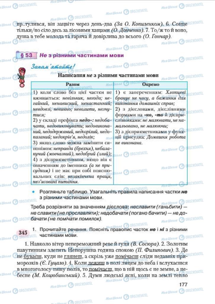 Підручники Українська мова 7 клас сторінка 177