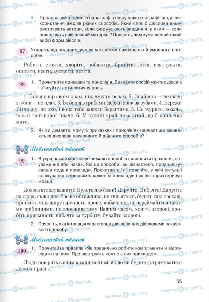 Підручники Українська мова 7 клас сторінка 55
