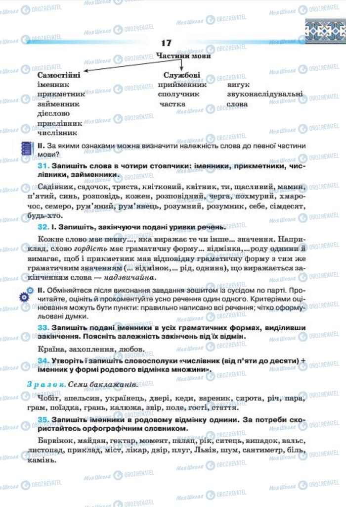 Учебники Укр мова 7 класс страница 17