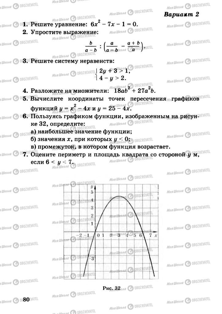 Підручники Алгебра 9 клас сторінка  80