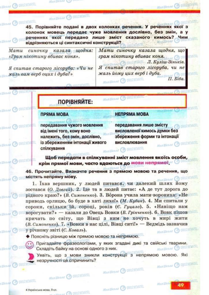 Учебники Укр мова 9 класс страница 49