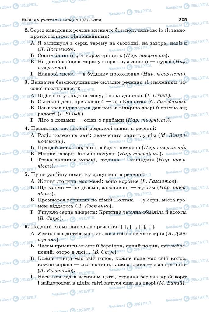 Підручники Українська мова 9 клас сторінка 205