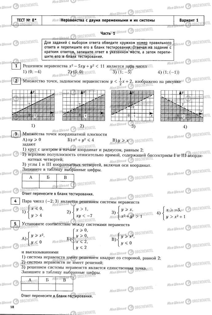 Підручники Алгебра 9 клас сторінка  18