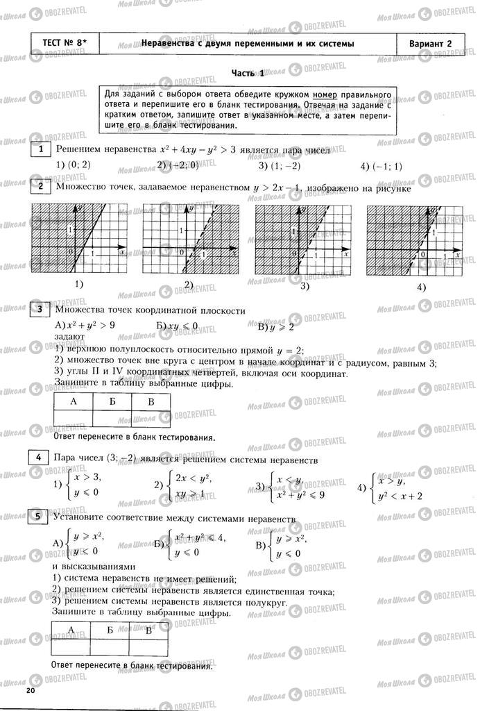 Підручники Алгебра 9 клас сторінка  20