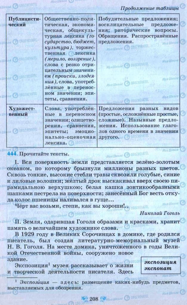 Підручники Російська мова 9 клас сторінка 208