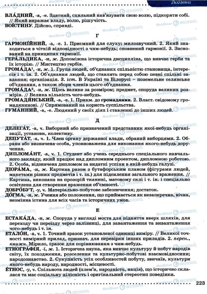 Підручники Українська мова 9 клас сторінка 223