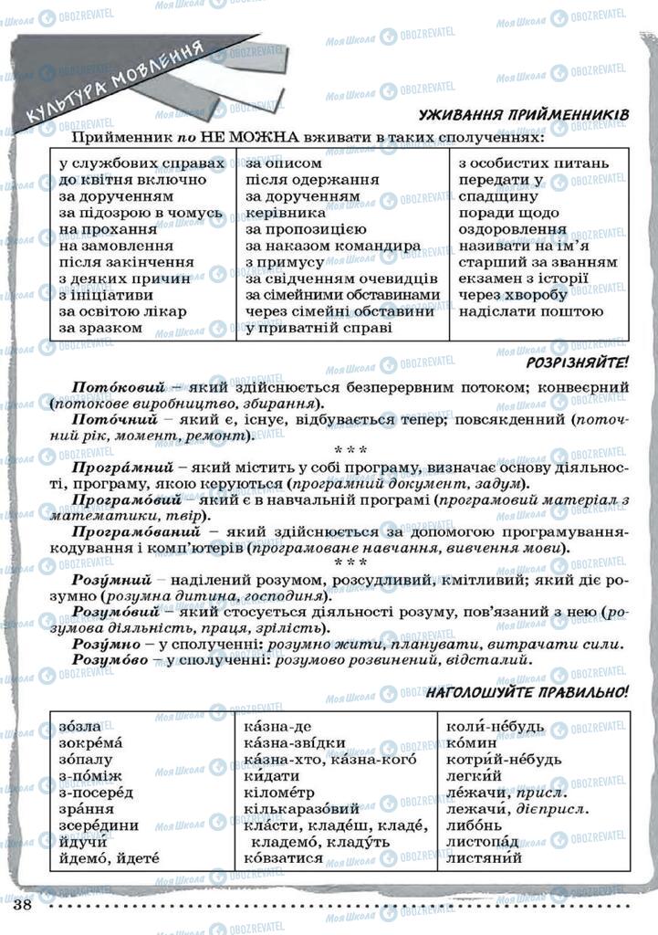 Підручники Українська мова 9 клас сторінка 38