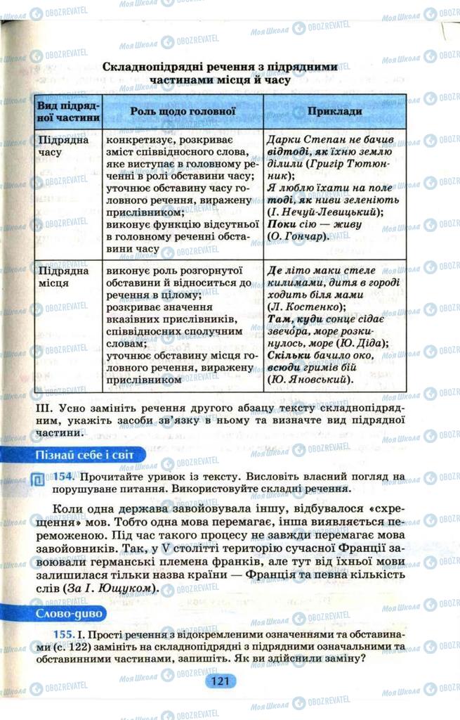 Підручники Українська мова 9 клас сторінка  121