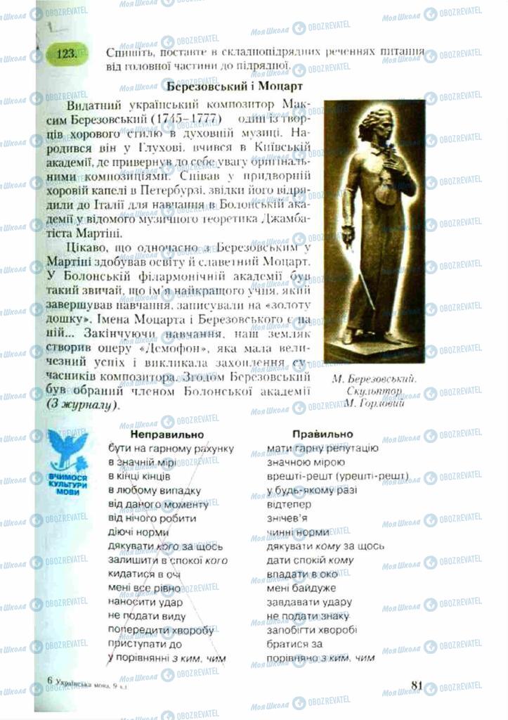 Підручники Українська мова 9 клас сторінка 81