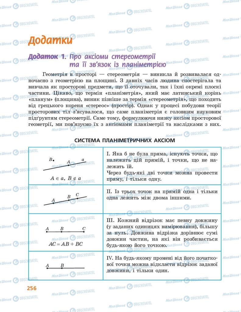 Підручники Геометрія 10 клас сторінка  256