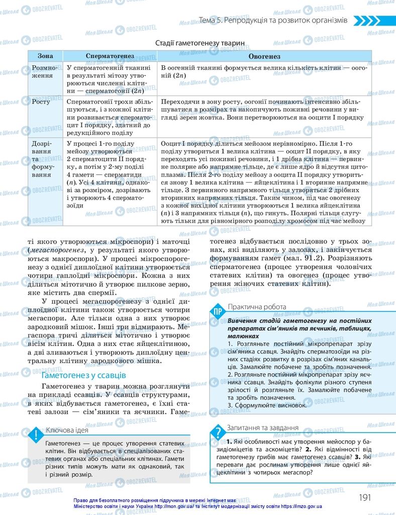 ГДЗ Біологія 10 клас сторінка  191