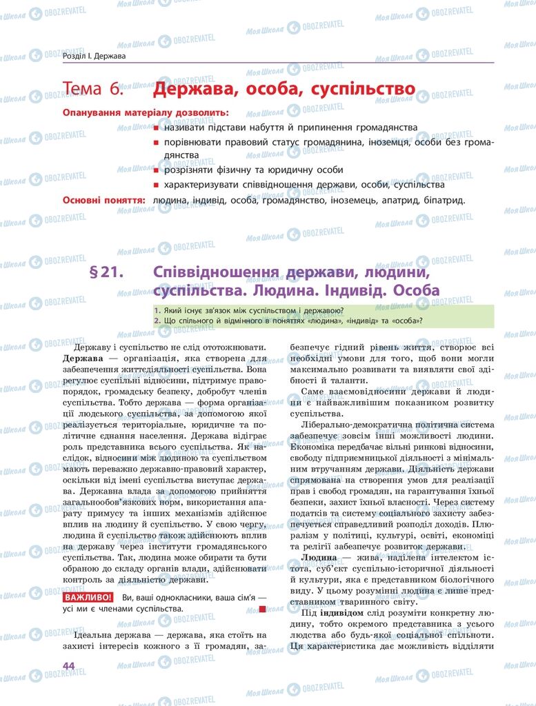 ГДЗ Правознавство 10 клас сторінка  44