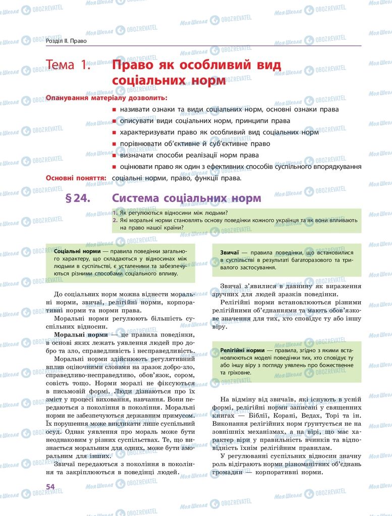 ГДЗ Правознавство 10 клас сторінка  54