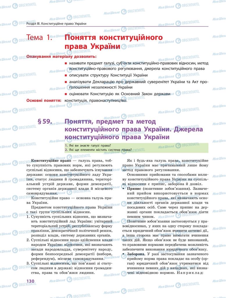 ГДЗ Правознавство 10 клас сторінка  130