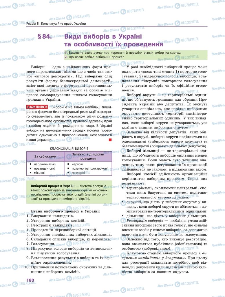ГДЗ Правоведение 10 класс страница  180