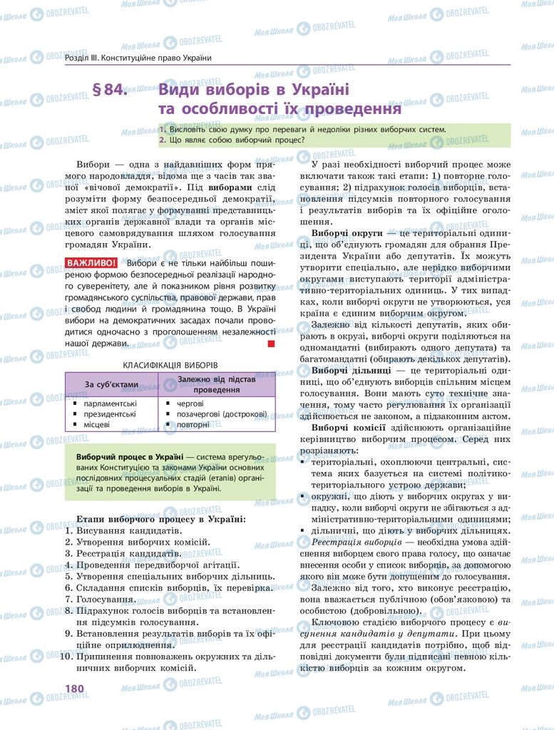 ГДЗ Правоведение 10 класс страница  180