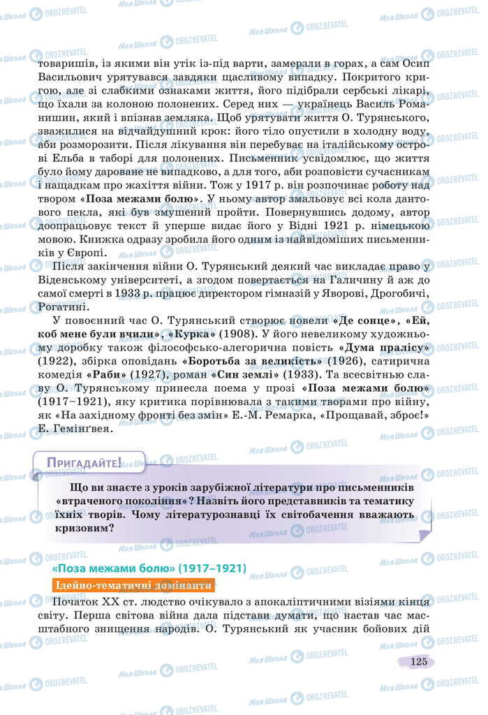 Підручники Українська література 11 клас сторінка 125
