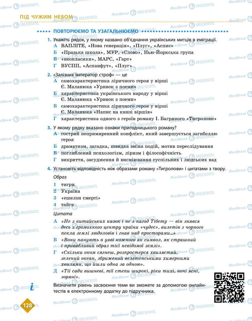 Підручники Українська література 11 клас сторінка 128