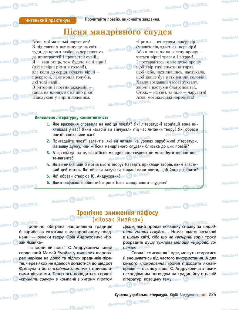 Підручники Українська література 11 клас сторінка 225
