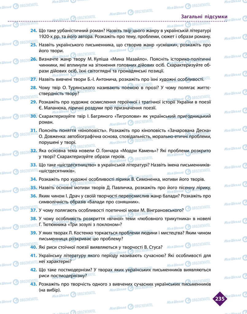 Підручники Українська література 11 клас сторінка 235