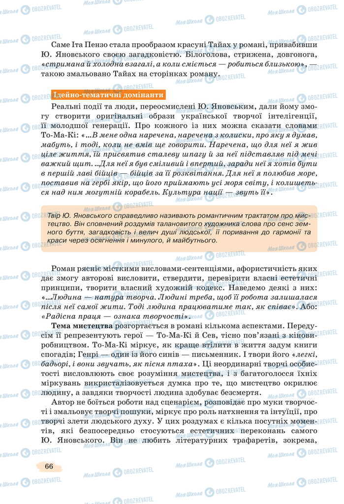 Підручники Українська література 11 клас сторінка 66