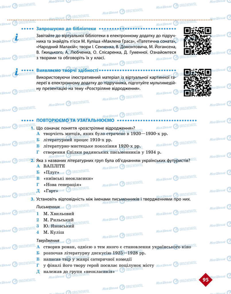 Підручники Українська література 11 клас сторінка 95