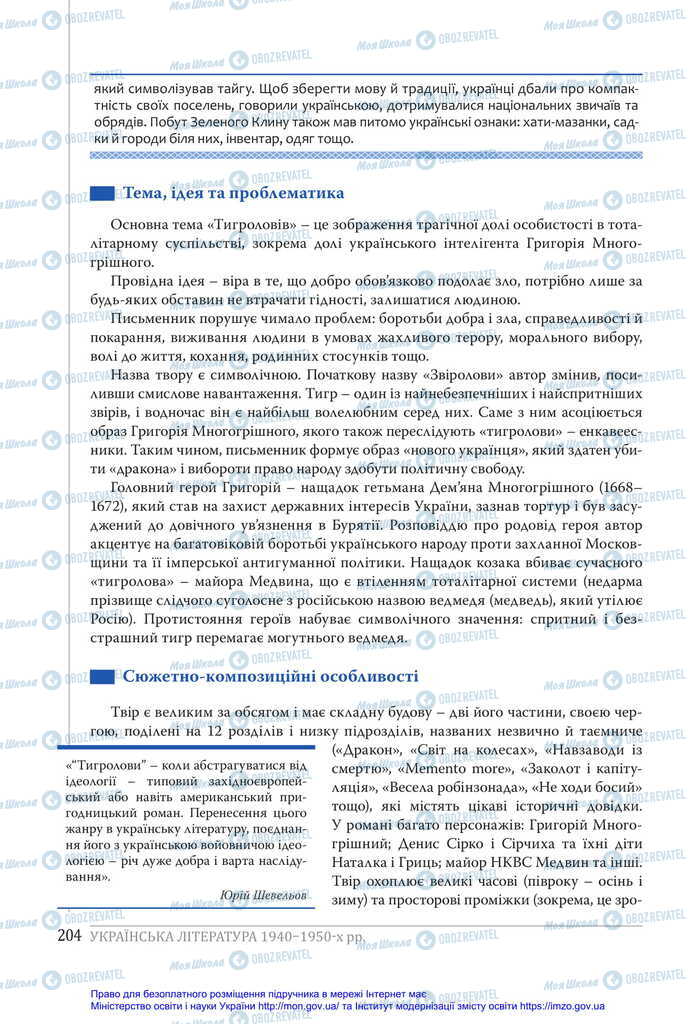 Підручники Українська література 11 клас сторінка 204