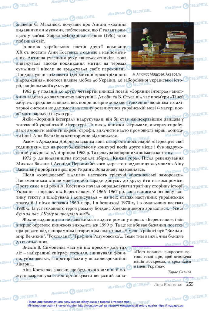 Підручники Українська література 11 клас сторінка 255