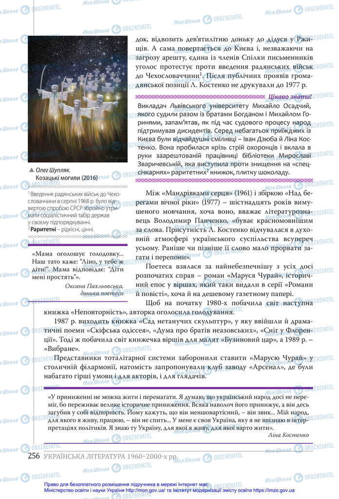 Підручники Українська література 11 клас сторінка 256