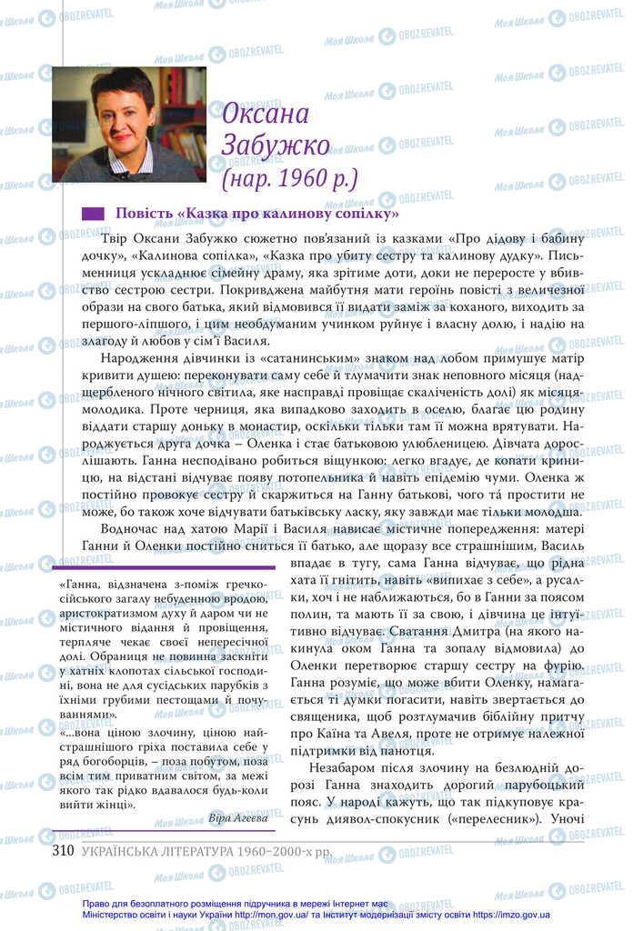 Підручники Українська література 11 клас сторінка 310