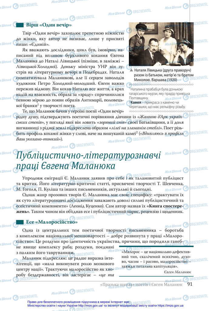 Учебники Укр лит 11 класс страница 91