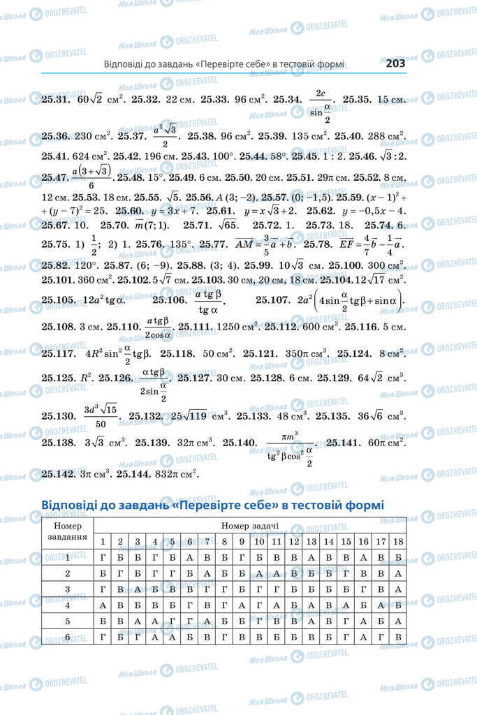 Підручники Математика 11 клас сторінка 203