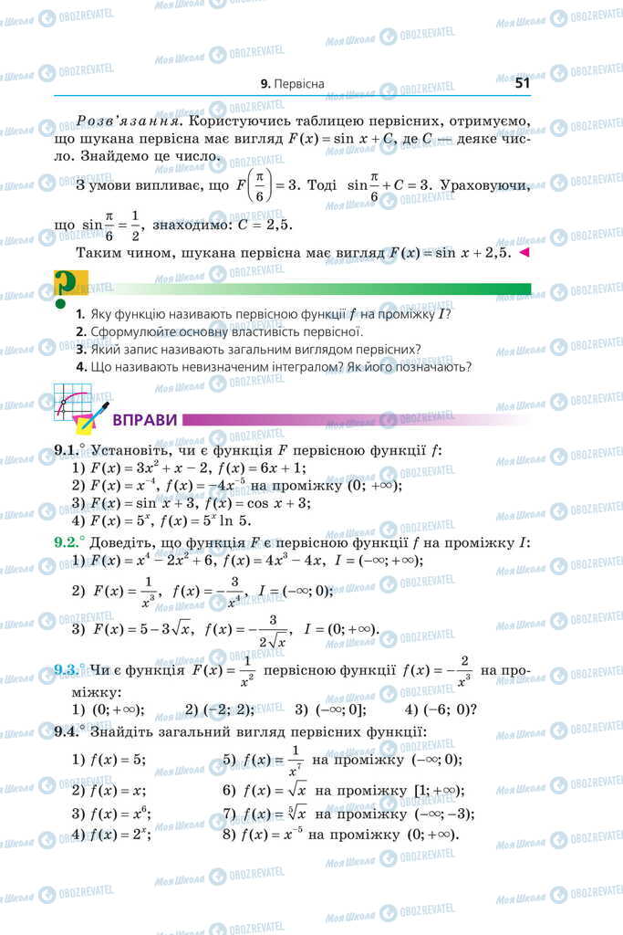 Підручники Математика 11 клас сторінка 51