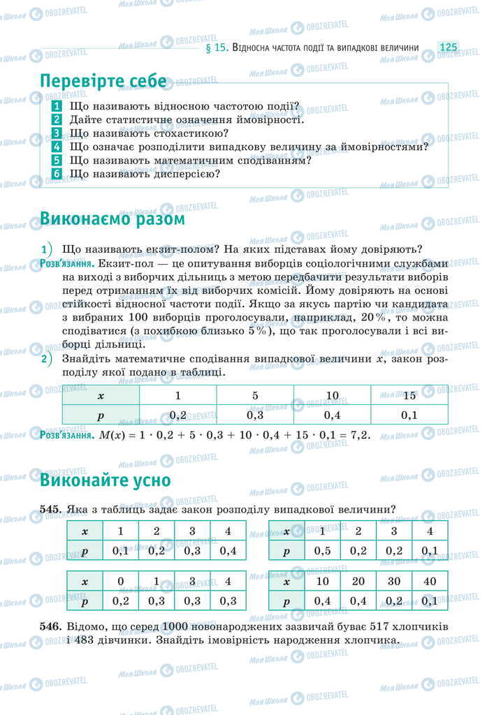 Підручники Математика 11 клас сторінка 125