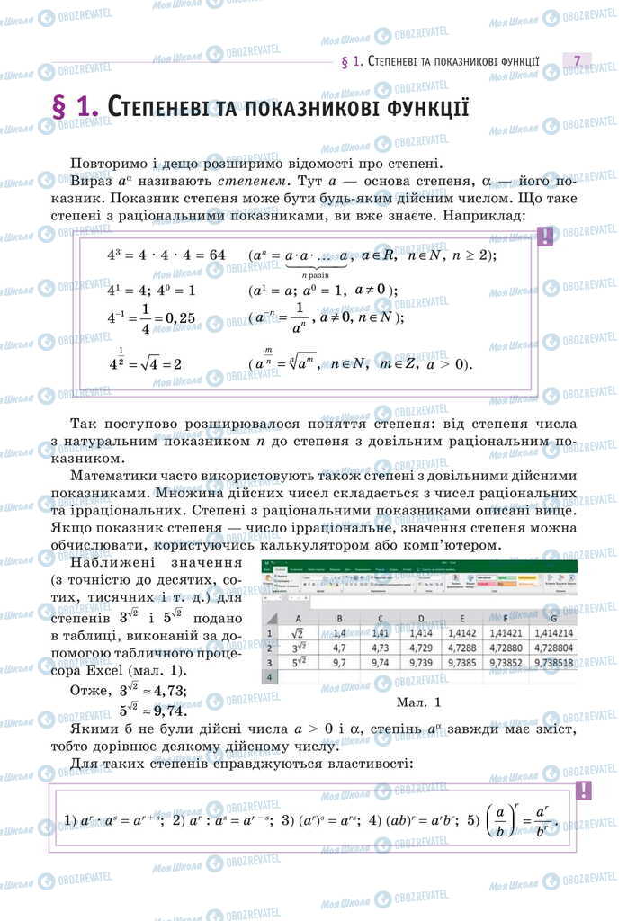 Підручники Математика 11 клас сторінка  7