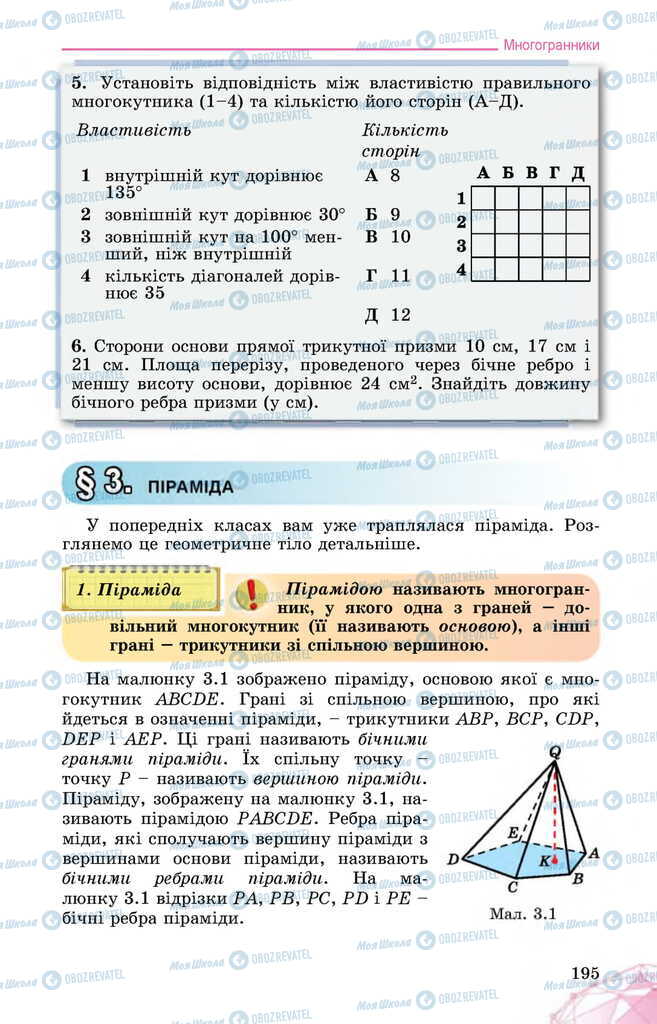 Підручники Математика 11 клас сторінка 195