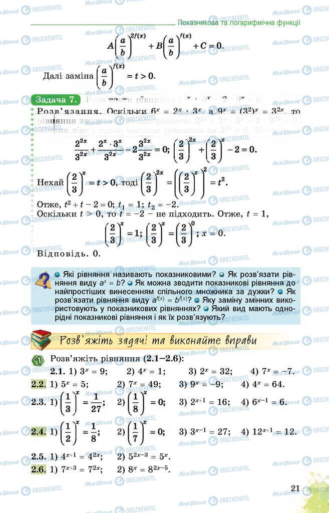 Підручники Математика 11 клас сторінка 21