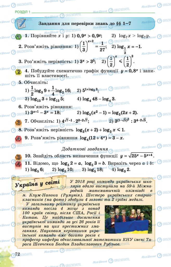 Підручники Математика 11 клас сторінка  72