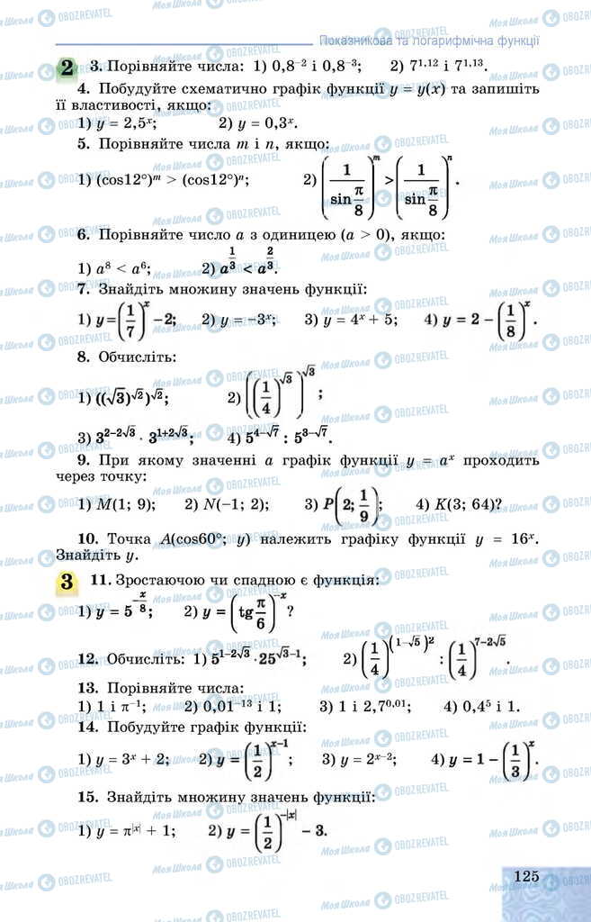 Підручники Алгебра 11 клас сторінка 125