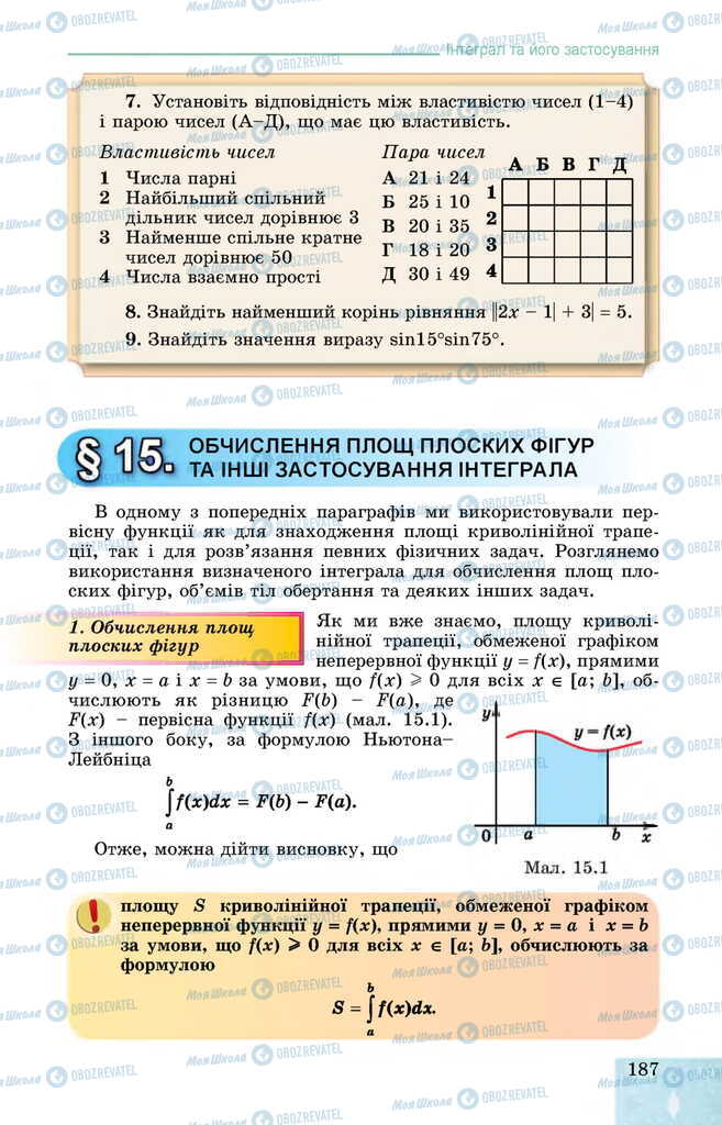 Підручники Алгебра 11 клас сторінка 187