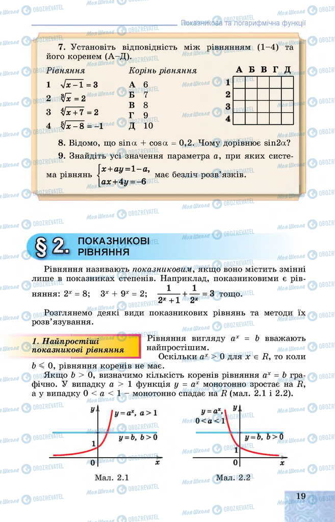 Підручники Алгебра 11 клас сторінка 19