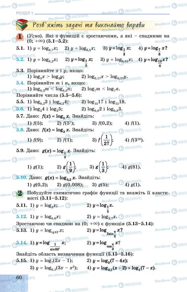 Підручники Алгебра 11 клас сторінка 60