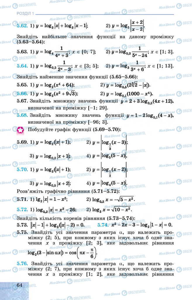Підручники Алгебра 11 клас сторінка 64